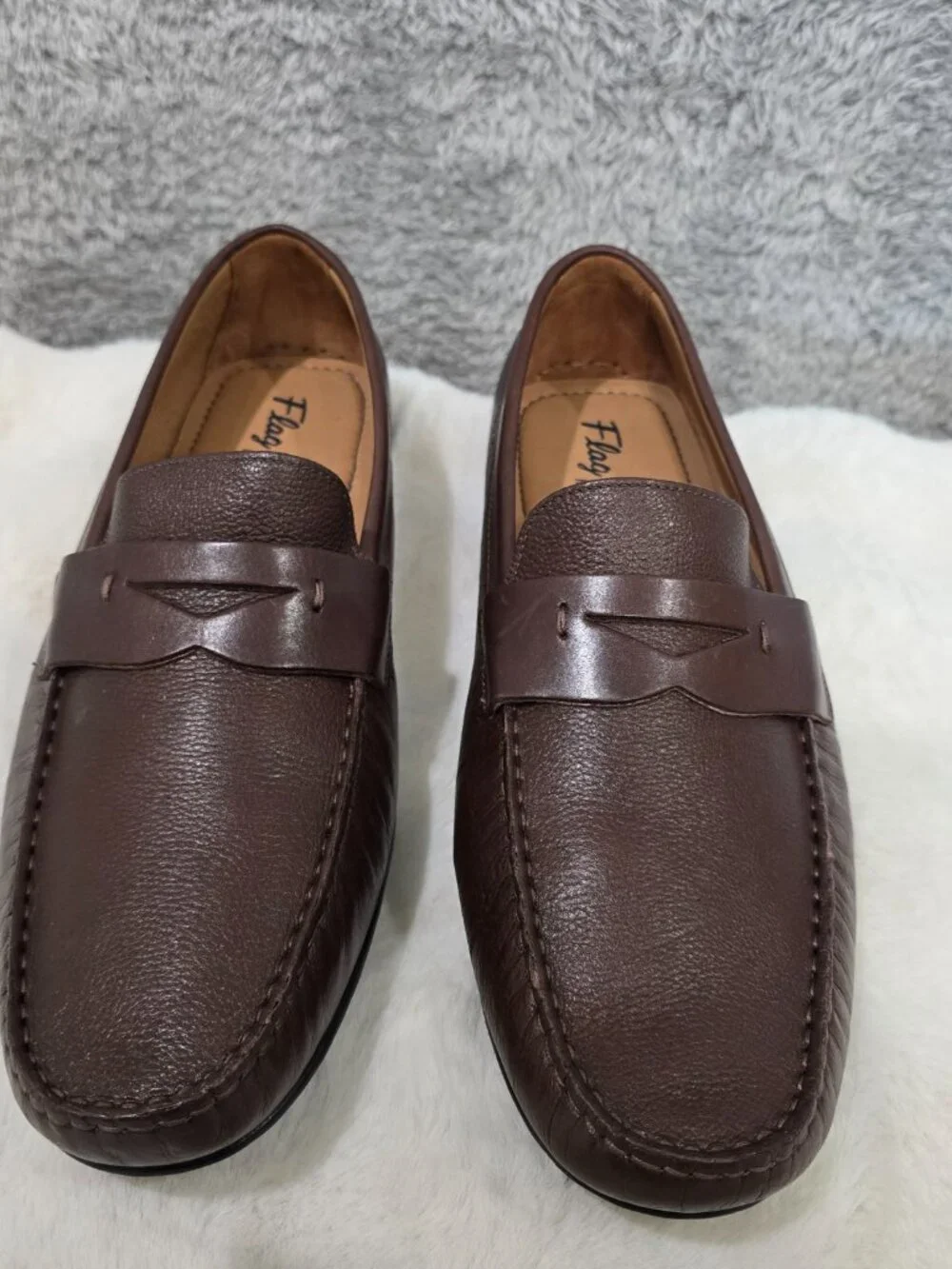 Flag LTD. Men's Mario Leather Driver Penny Loafers Brown Leather Size 11 NEW